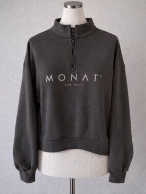 MONAT Women's Charcoal Zip-Neck Pullover Sweater